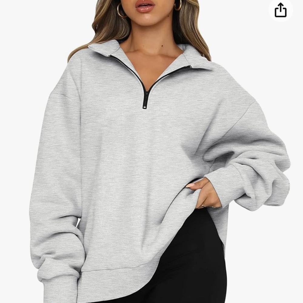 TRENDY QUEEN WOMENS OVERSIZED SWEATSHIRT QUATER ZIP PULLOVER Y2K
